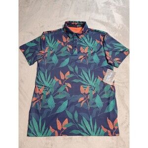 Birdie Bound Golf Polo Shirt, Leaf/Floral Print Men's Size Small Strech Jungle